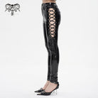 DEVIL FASHION Damen Punk Cutout Schnürhose aus Lackleder
