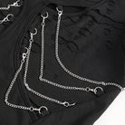 DEVIL FASHION Women's Punk Cutout Ripped Chian Short Sleeved Tee