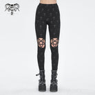 DEVIL FASHION Women's Punk Cutout Spaghetti Straps Leggings