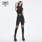 DEVIL FASHION Women's Punk Cutout Spaghetti Straps Leggings