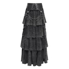 DEVIL FASHION Women's Punk Distressed Layered Lace-up Skirt