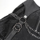 DEVIL FASHION Women's Punk Distressed Layered Lace-up Skirt