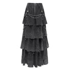 DEVIL FASHION Women's Punk Distressed Layered Lace-up Skirt