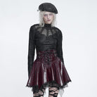 DEVIL FASHION Women's Punk Distressed Mock Neck Long Sleeve Top