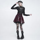 DEVIL FASHION Women's Punk Distressed Mock Neck Long Sleeve Top