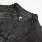 DEVIL FASHION Damen Punk Doppelschnalle Kunstledermantel Schwarz