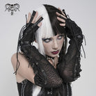 DEVIL FASHION Women's Punk Drawstring Mesh Fingerless Gloves