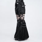 DEVIL FASHION Women's Punk Eyelet Buckle Straps Short Skirt