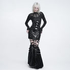 DEVIL FASHION Women's Punk Eyelet Buckle Straps Short Skirt