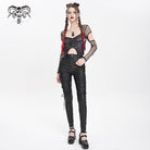 DEVIL FASHION Women's Punk Eyelet Strap Lace-up Pants