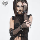 DEVIL FASHION Women's Punk Eyelet Studded Mesh Arm Sleeves
