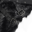 DEVIL FASHION Women's Punk Eyelets Chains Faux Fur Splice Flare Pants