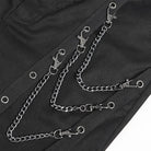 DEVIL FASHION Women's Punk Eyelets Chains Faux Fur Splice Flare Pants