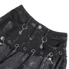 DEVIL FASHION Women's Punk Eyelets Rings Raw Edge Irregular Hem Skirt