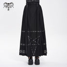 DEVIL FASHION Women's Punk Eyelets Rivets Pentacle Horse-face Skirt