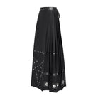 DEVIL FASHION Women's Punk Eyelets Rivets Pentacle Horse-face Skirt