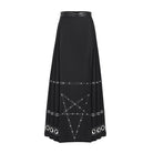 DEVIL FASHION Women's Punk Eyelets Rivets Pentacle Horse-face Skirt