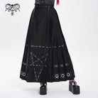 DEVIL FASHION Women's Punk Eyelets Rivets Pentacle Horse-face Skirt