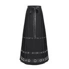 DEVIL FASHION Women's Punk Eyelets Rivets Pentacle Horse-face Skirt