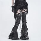 DEVIL FASHION Women's Punk Frayed Raw Edge Ripped Flared Leg Warmers