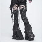 DEVIL FASHION Women's Punk Frayed Raw Edge Ripped Flared Leg Warmers