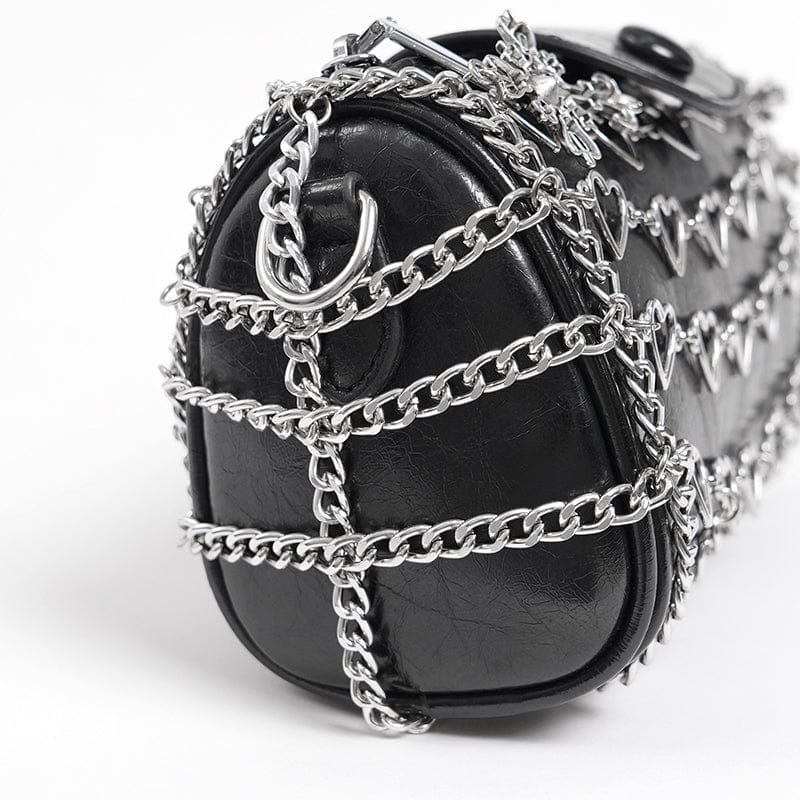 DEVIL FASHION Women's Punk Heart Chained Bag