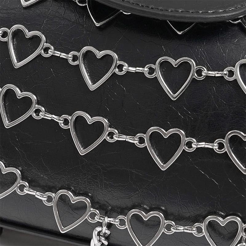 DEVIL FASHION Women's Punk Heart Chained Bag