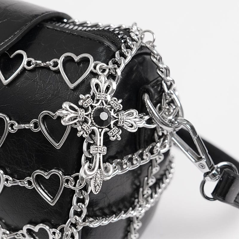 DEVIL FASHION Women's Punk Heart Chained Bag