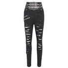 DEVIL FASHION Women's Punk High-waisted Ripped Buckle Pants