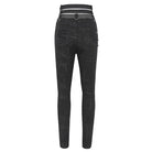 DEVIL FASHION Women's Punk High-waisted Ripped Buckle Pants