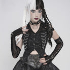 DEVIL FASHION Women's Punk Irregular Chained Off Shoulder Vest