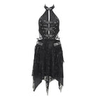 DEVIL FASHION Women's Punk Irregular Frog Skull Halterneck Party Dress