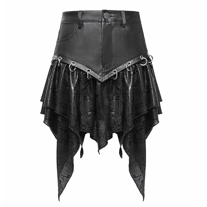 DEVIL FASHION Women's Punk Irregular  High-waisted Short Skirt