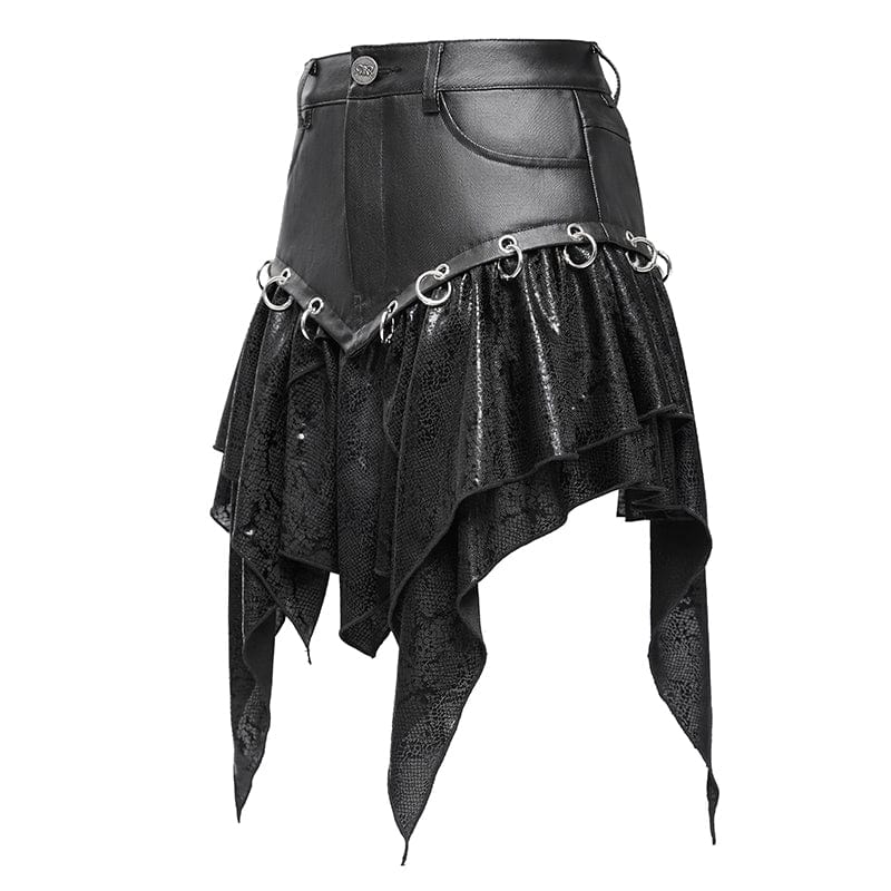 DEVIL FASHION Women's Punk Irregular  High-waisted Short Skirt