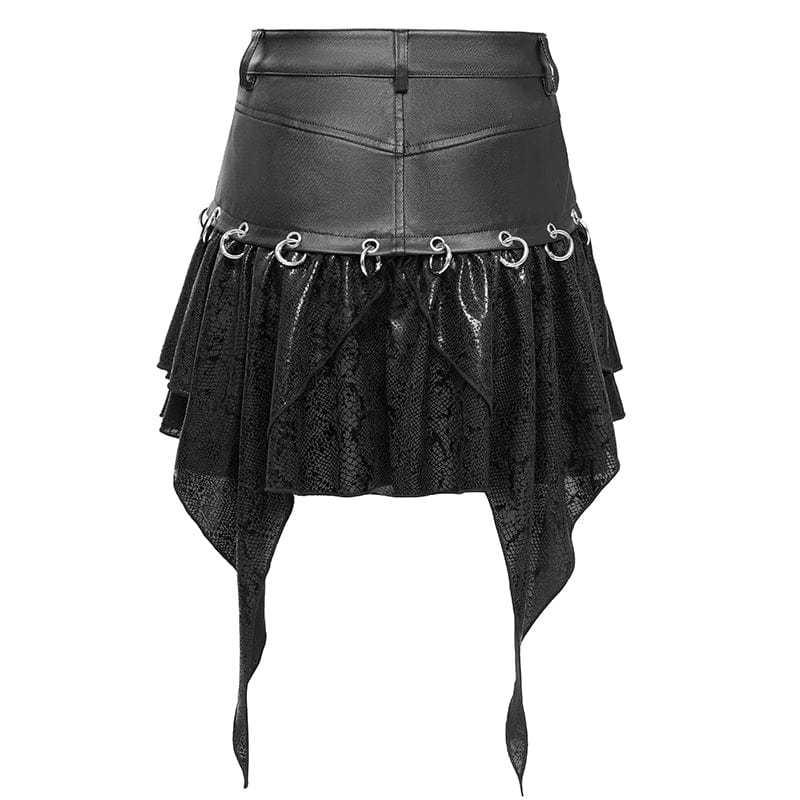 DEVIL FASHION Women's Punk Irregular  High-waisted Short Skirt