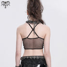 DEVIL FASHION Women's Punk Irregular Mesh Splice Tank Top