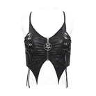 DEVIL FASHION Women's Punk Irregular Mesh Splice Tank Top