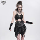 DEVIL FASHION Women's Punk Irregular Mesh Splice Tank Top