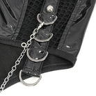 DEVIL FASHION Damen Punk Unregelmäßiger Lacklederrock mit Netzstrumpf