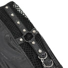 DEVIL FASHION Damen Punk Unregelmäßiger Lacklederrock mit Netzstrumpf