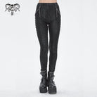 DEVIL FASHION Women's Punk Jacquard Chain Ring Sides Leggings