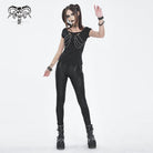 DEVIL FASHION Women's Punk Jacquard Chain Ring Sides Leggings