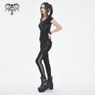 DEVIL FASHION Women's Punk Jacquard Chain Ring Sides Leggings