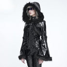 DEVIL FASHION Women's Punk Lace-up Buckle Straps Hooded Jacket
