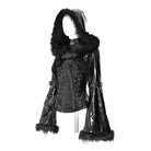 DEVIL FASHION Women's Punk Lace-up Buckle Straps Hooded Jacket