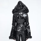 DEVIL FASHION Women's Punk Lace-up Buckle Straps Hooded Jacket