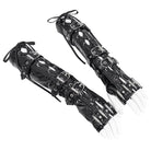 DEVIL FASHION Women's Punk Lace-Up Multi-buckle Gloves