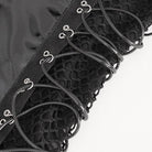 DEVIL FASHION Women's Punk Lace-Up Stud Ruffled Bodysuit