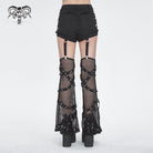 DEVIL FASHION Women's Punk Mesh Cutout Buckle Stud Shorts