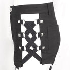 DEVIL FASHION Women's Punk Mesh Cutout Buckle Stud Shorts